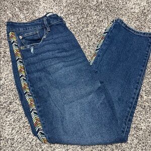 Knox Rose Blue Jeans with Colorful Side Embroidery